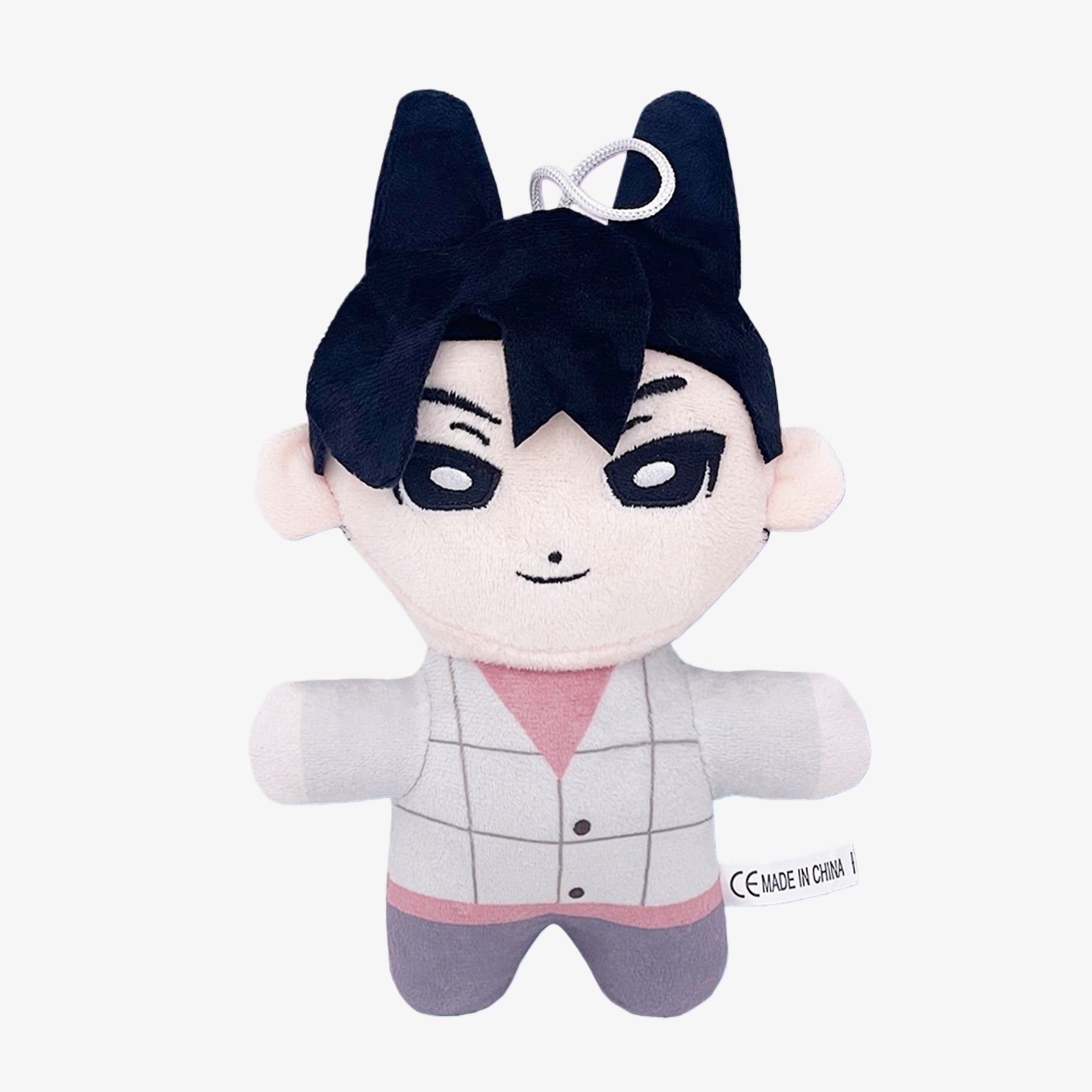 The Demon Hunters Anime Plush Doll is an 8-inch soft stuffed toy featuring a black-haired, cat-eared male character with a hanging loop—perfect for anime plush or Demon Hunters fans and collectors.
