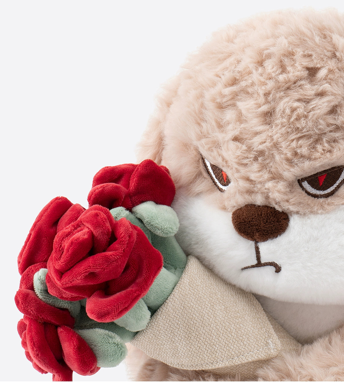The ZEIO Rose-Holding Bunny Plush Toy (29cm) is a soft rabbit doll holding a plush red rose bouquet, making it a charming addition to nursery décor.