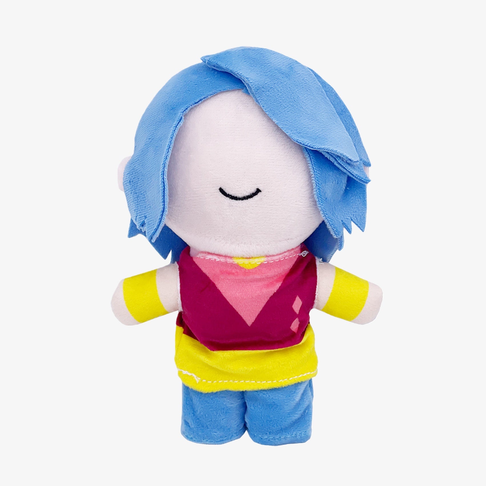 Demon Hunters Inspired Plush Doll – 7.9" anime-style collectible features blue hair, color block outfit, and minimalist face design; perfect for fans of Demon Hunters.