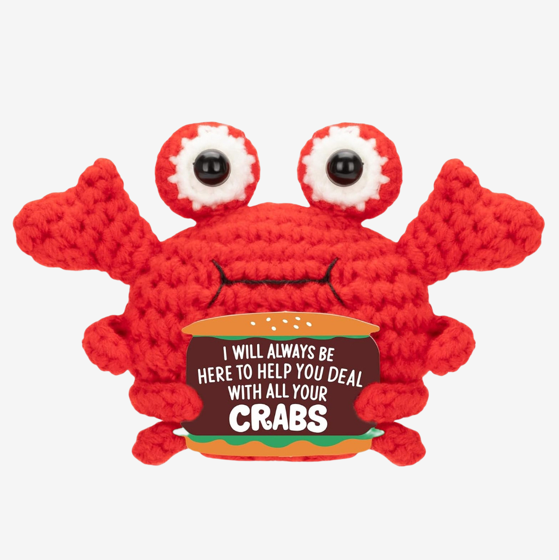 The ZoDoll Crabby Helper Crochet Amigurumi is a quirky emotional support crab for life's pinchy problems, making it a perfect nurse appreciation gift or stress relief plush for anyone needing support.