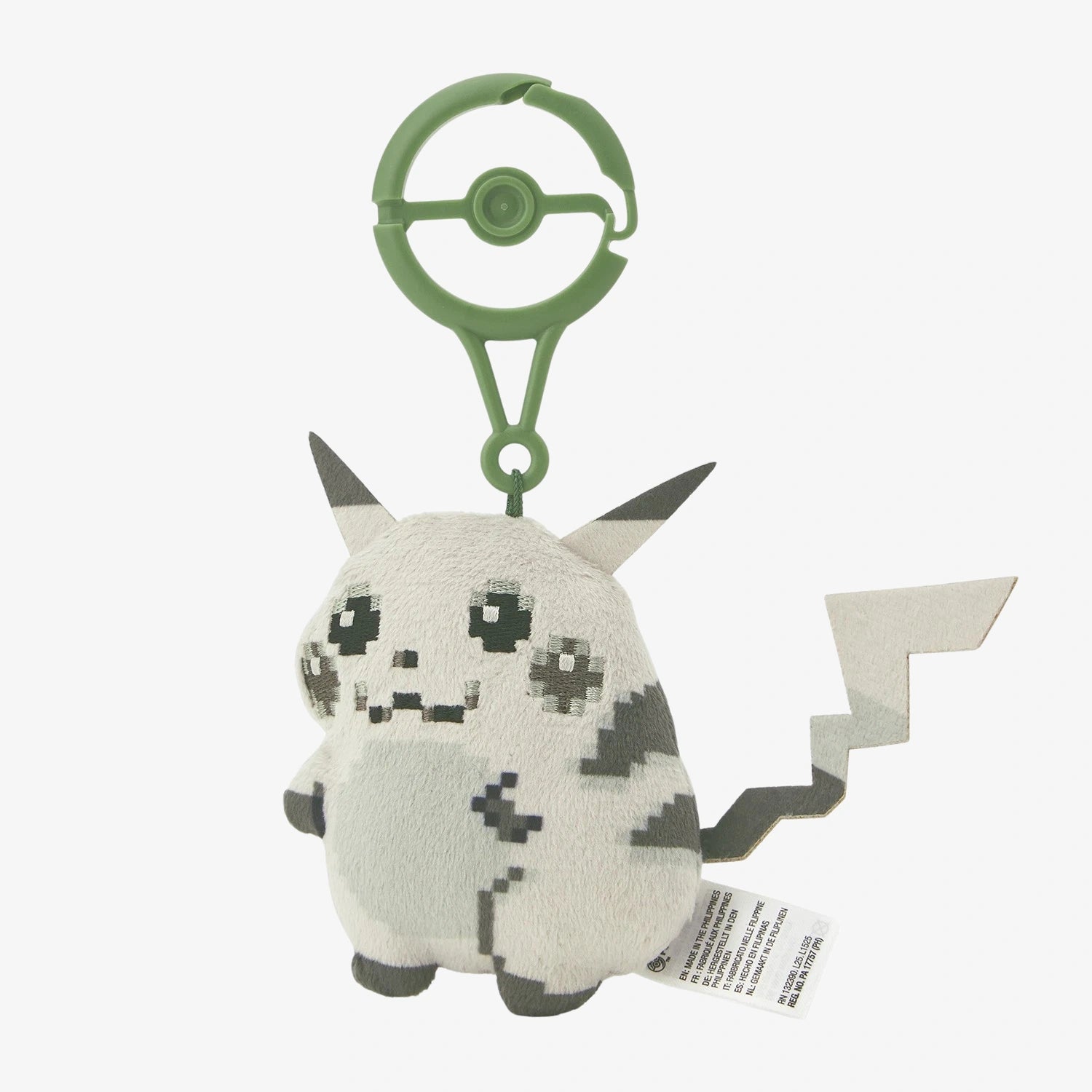 The ZoDoll Retro 8-Bit Pikachu of Beginnings Plush Bag Clip is a 12cm, chunky keychain for Pokémon's 30th anniversary, featuring a pixelated Pikachu with a green Poké Ball clip—perfect for collectors and fans.