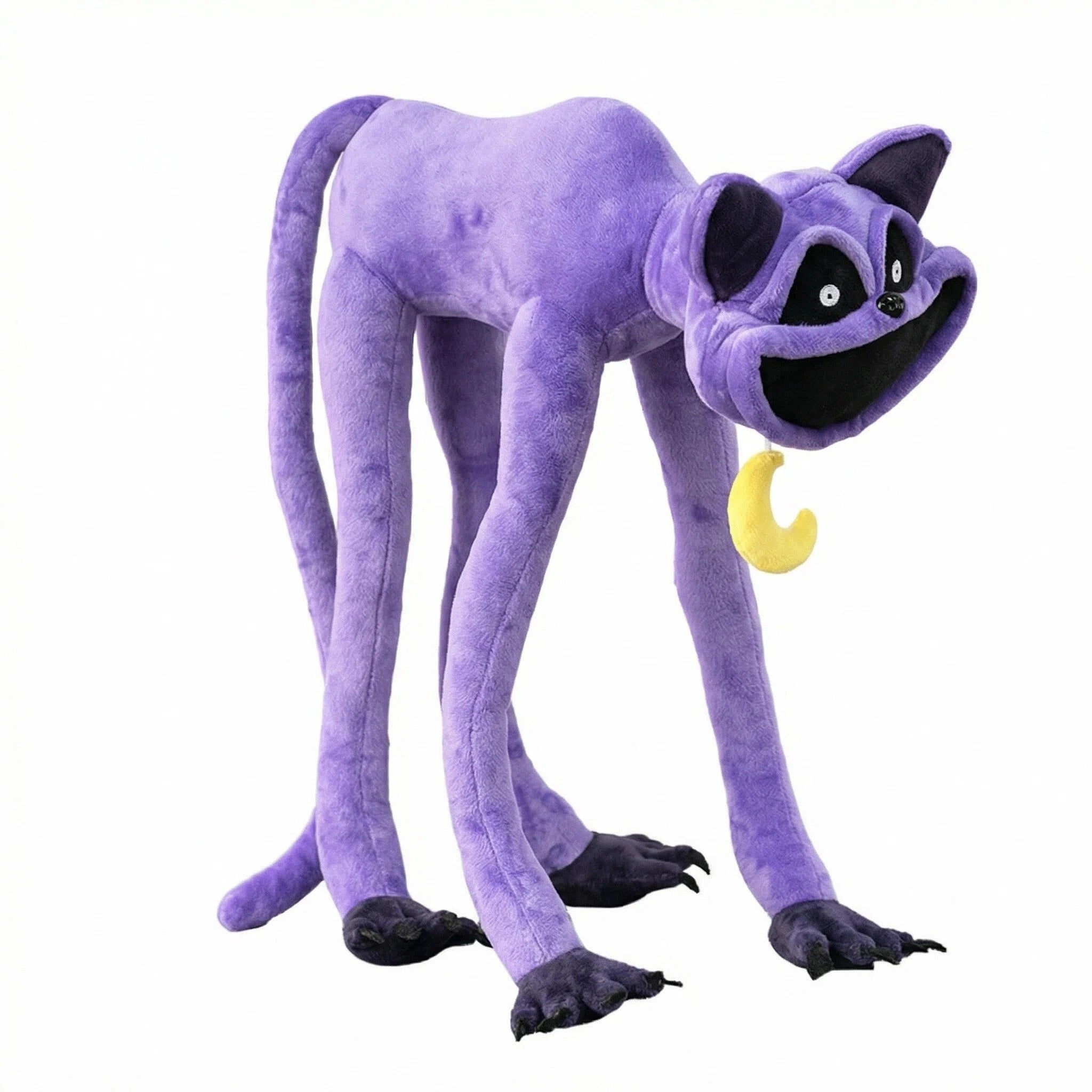 Bring home the playful world of Poppy Playtime with the CatNap Plush! Featuring 4 styles, these Monster & Nightmare CatNap plush toys have long legs, wide eyes, big black paws, and a yellow crescent moon. Official Poppy Playtime merchandise.