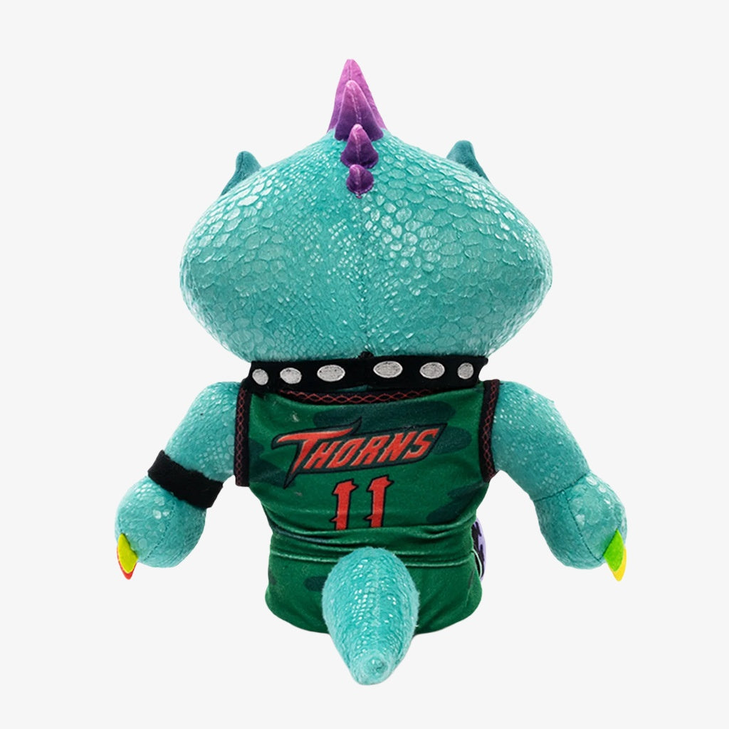 The ZoDoll GOAT Sony Thorns Plush Toy Collection features a 20cm x 24cm teal dinosaur with textured skin and a green THORNS 11 jersey—an ideal kawaii addition for plush toy collectors or stuffed animal fans.