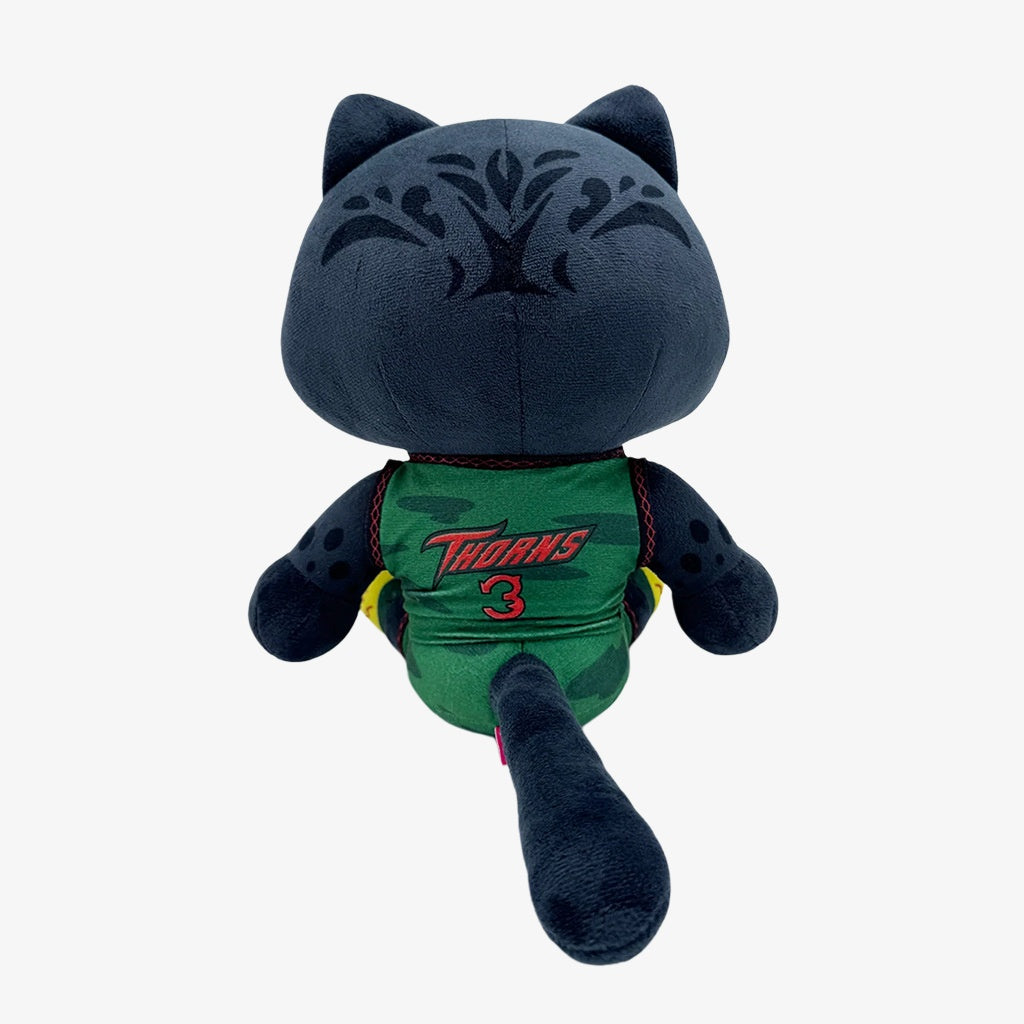The ZoDoll GOAT Sony Thorns Plush Toy Collection features a 20x24cm black cat doll with patterned markings in a green Tigres #3 jersey—perfect for fans of kawaii plush toys and collectible stuffed animals.