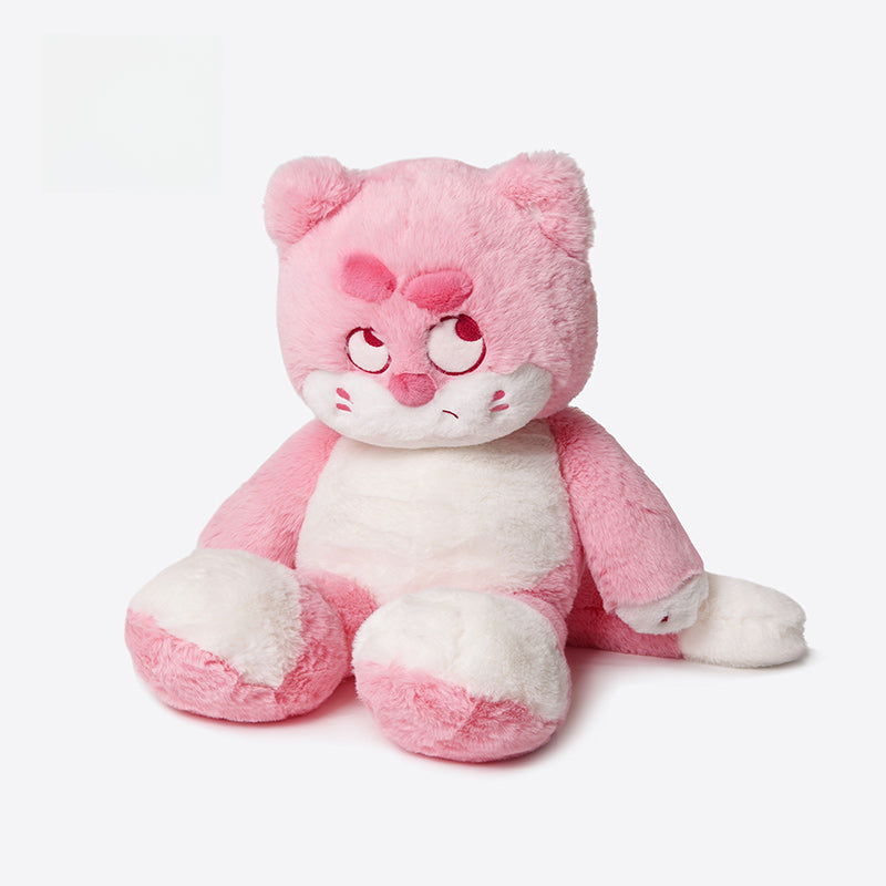 The ZEIO Pink Cat Plush Toy 50cm is a large, soft stuffed kitty with pink fur, a white belly and paws, and an expressive face—perfect for snuggling or as a cute room accent.