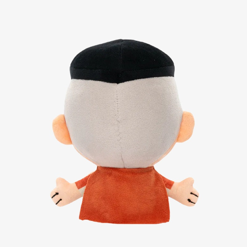 The ZoDoll Invincible Animated Series Plush Toy Collection features a soft 18x20cm superhero doll with a black and gray head, light skin-tone ears, and an orange shirt—ideal for fans or collectors of Invincible plush toys.