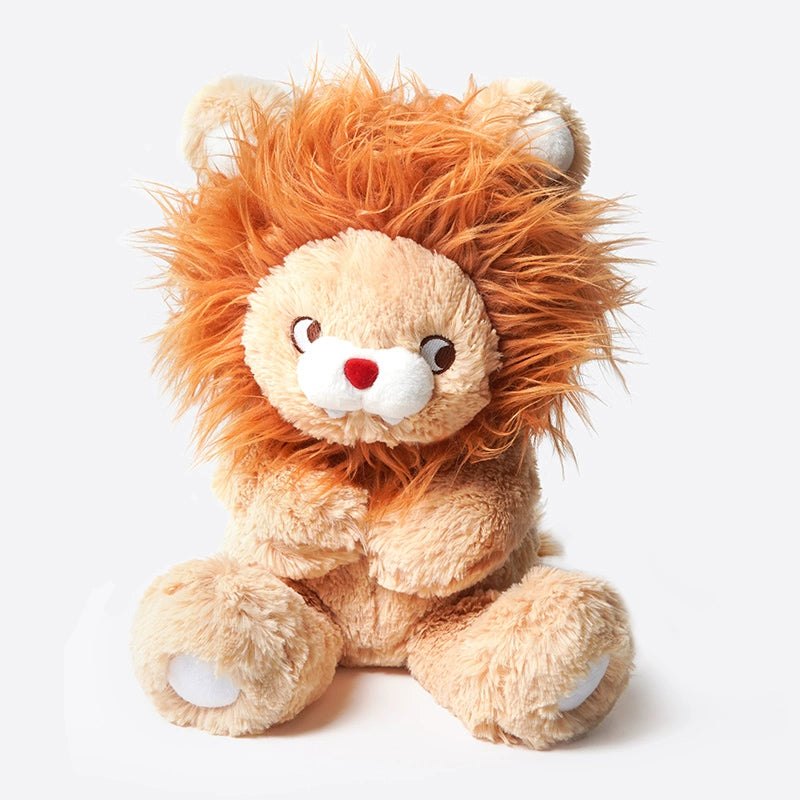 The ZEIO Lion Plush Toy 30cm – Soft Cuddly King of the Jungle features a fluffy orange mane, beige fur, white paws, and a small red nose. It sits upright against a plain white background.