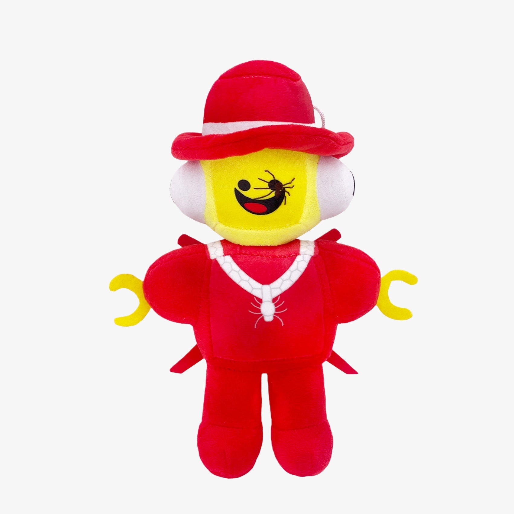 The Steal a Brainrot Red Brainrot Character Plush Toy is a 10.2” collectible doll with a yellow winking face, red hat, red outfit, and white necklace, inspired by memes and cartoon figures.