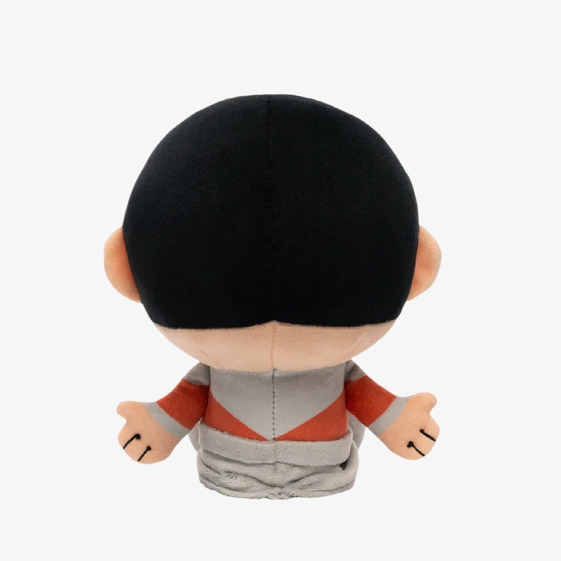 The ZoDoll Invincible Animated Series Plush Toy Collection features a soft 18x20cm superhero stuffed doll with black hair and a gray-orange outfit, shown from the back on a plain white background.