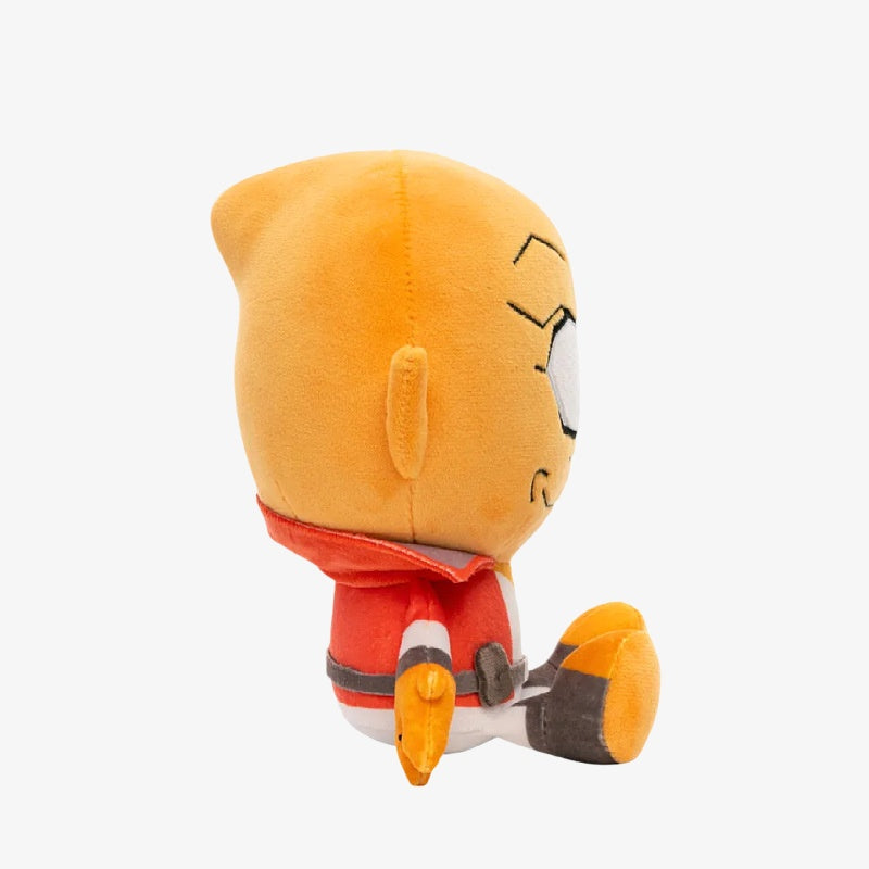 The ZoDoll Invincible Animated Series Plush Toy Collection – Soft Superhero Stuffed Doll (18x20cm) features a plush toy with an orange head, large round eyes, and a red outfit, sitting facing left against a white background.