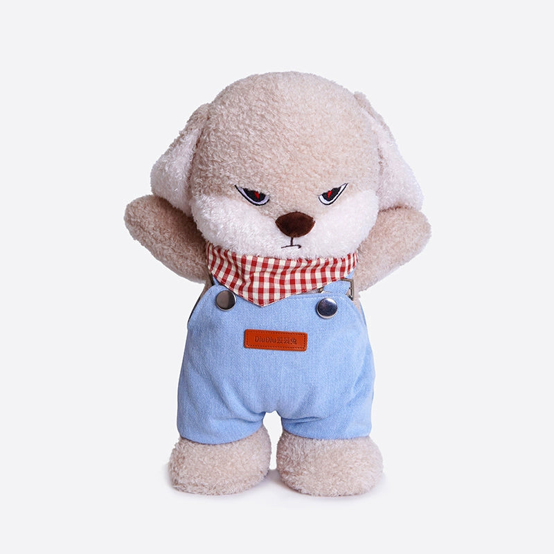 The ZEIO Bunny Plush Toy 35cm is a soft rabbit stuffed toy in denim overalls, standing upright—perfect for nursery décor.