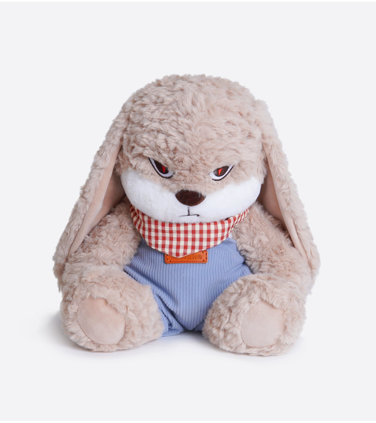 The ZEIO Bunny Plush Toy 33cm features expressive eyes, soft faux fur, and blue overalls—perfect for nursery decor. This adorable rabbit sits upright against a plain white background, ideal as a cuddly companion or gift.