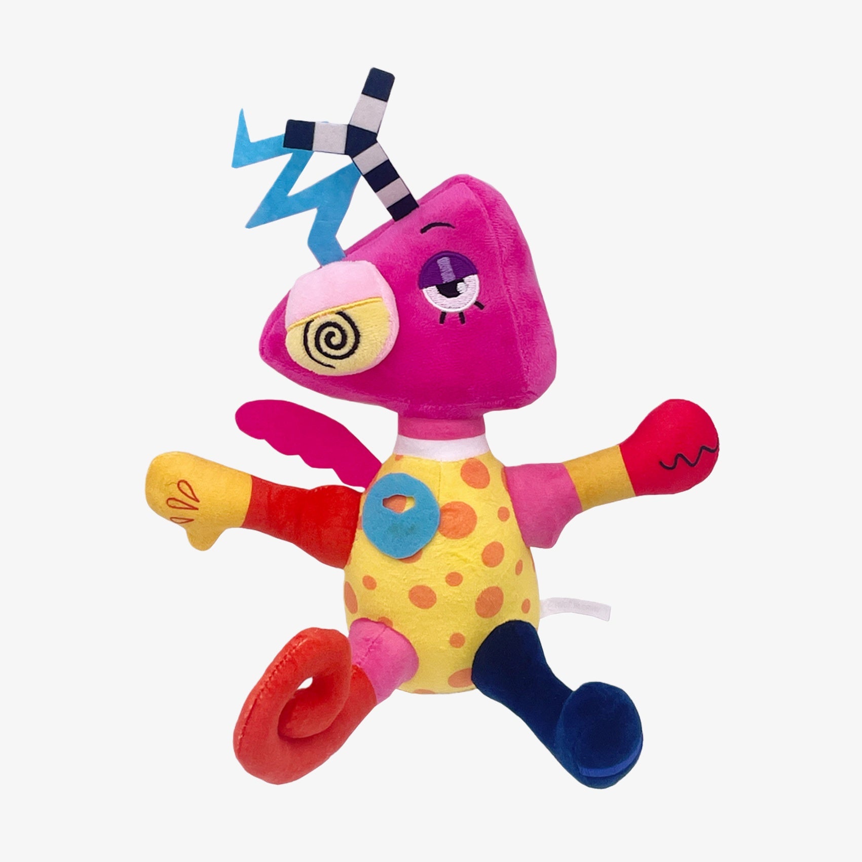 The Amazing Digital Circus Inspired Plush Toy is a colorful clown cartoon character doll with an antenna and funny features, perfect for stuffed toy collectors. This 8.7-inch plush figure is from The Amazing Digital Circus brand.