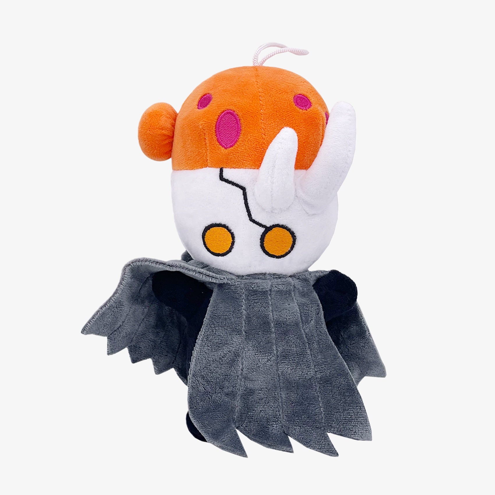 The Hollow Knight Officially Licensed 8.27" Plush Doll features the Orange Mushroom Bug Character with a gray cloak—this soft, collectible stuffed toy is perfect for fans and collectors.