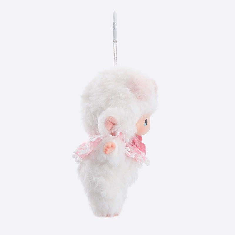 The ZEIO Sheep Plush Keychain is a 16cm soft fuzzy lamb doll with a bow and clip—ideal as a cute backpack charm.