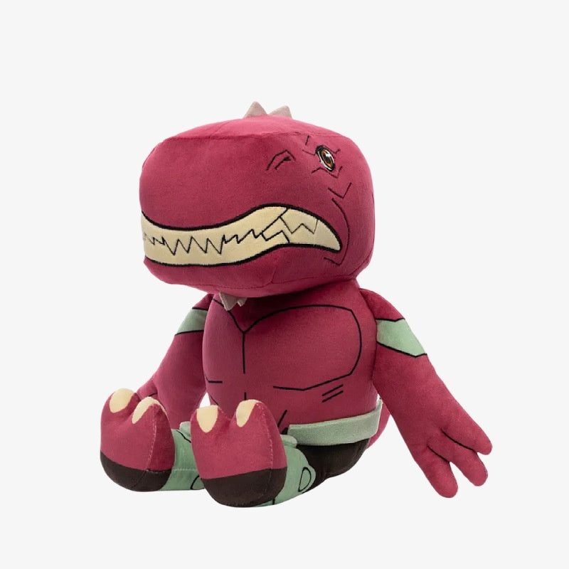 The ZoDoll Invincible Animated Series Plush Toy Collection features a soft superhero stuffed doll (18x20cm) shaped like a red dinosaur with green accents and embroidered details—perfect for fans of the show.