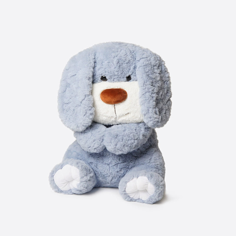 The ZEIO Charlie Dog Plush Toy 50cm features soft blue fur, a white snout, brown nose, floppy ears, and white paw pads—ideal as a cuddly companion or charming nursery decor.