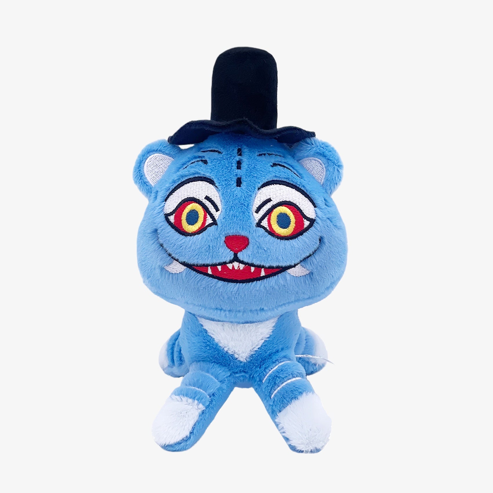The Demon Hunters Inspired Monster Plush Toy, an anime blue creature with yellow and red eyes and a black top hat, is a soft, collectible doll that sits upright against a plain white background.