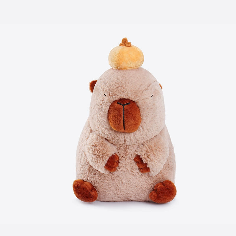 The ZEIO Capybara Plush Toy 25cm is a soft, cuddly brown capybara stuffed animal featuring a cute beret on its head, displayed against a plain white background.