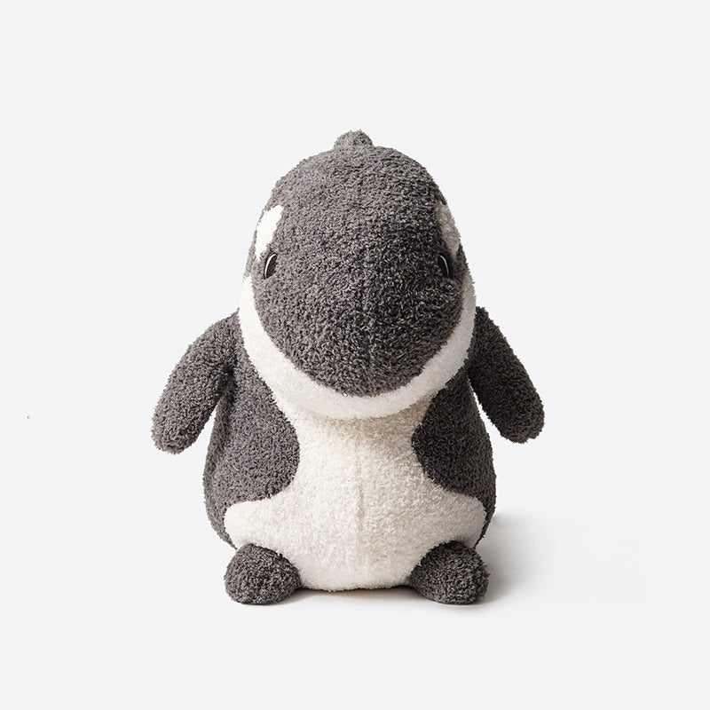 The ZEIO Orca Plush Toy 30cm is a soft, cuddly killer whale stuffed animal in gray and white, featuring a rounded body and short limbs, sitting upright on a plain white background.