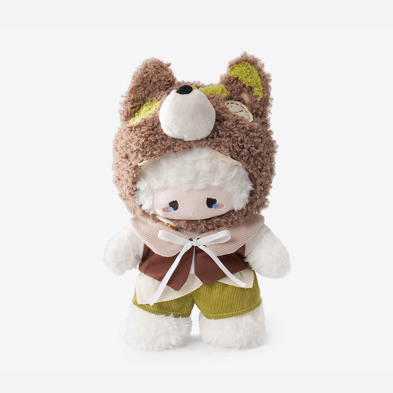 The ZEIO Sheep-Costume Lamb Plush Toy 29cm is an adorable hooded doll with fluffy ears, dressed in a cute sheep outfit—perfect for nursery decor or as a cuddly companion for little ones.