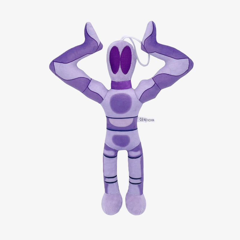 The Amazing Digital Circus Inspired Plush Toy is a 13-inch soft, stuffed doll with long limbs, oval eyes, and a simplified purple body—an abstract cartoon character from The Amazing Digital Circus brand.