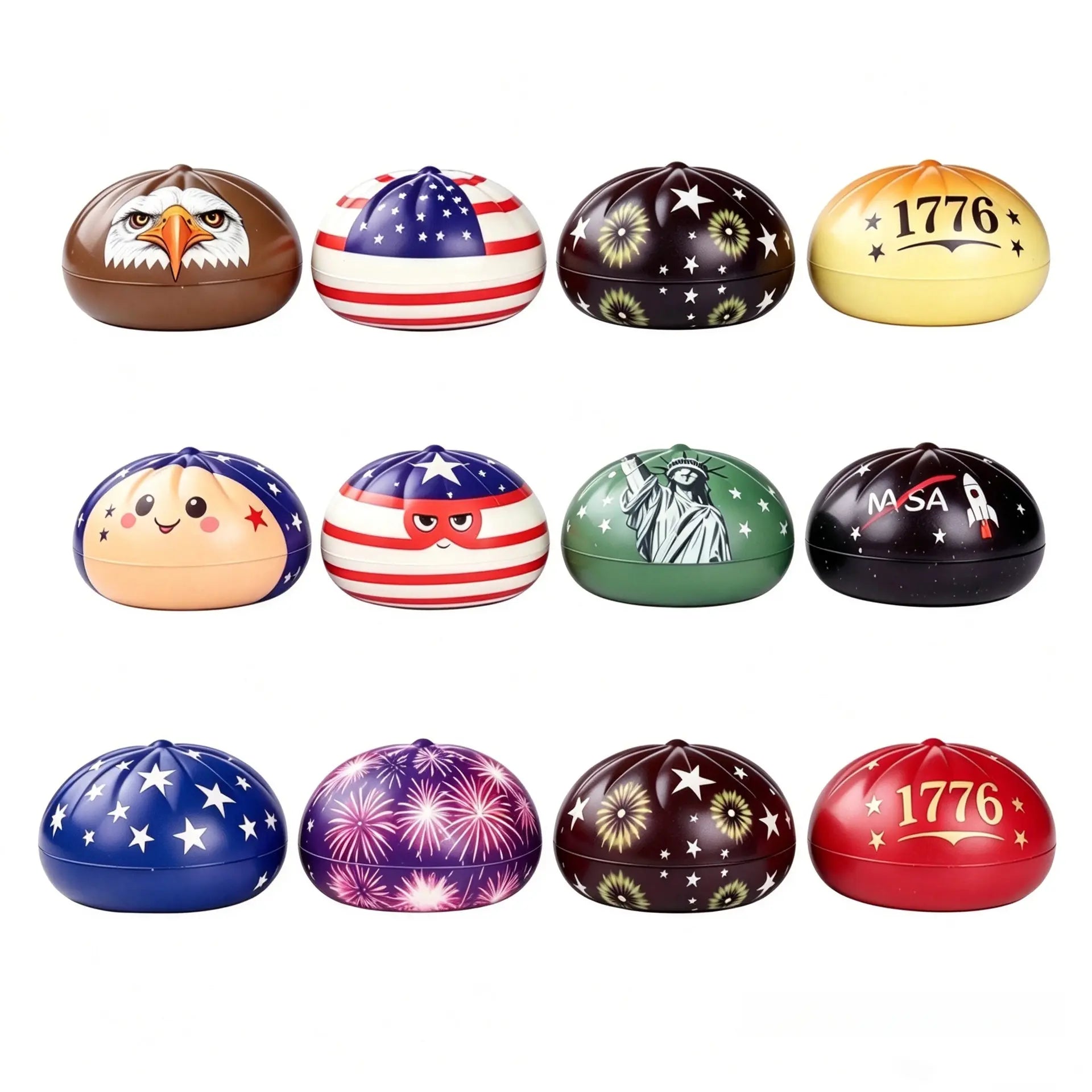 Celebrate with the ZoDoll Liberty Dumplings 250 Edition Squishy Fidget Toy with Steamer—USA 1776–2026 Anniversary Collectible, featuring patriotic designs like eagles, Statue of Liberty, and flag. Great for modern UI inspirations!.