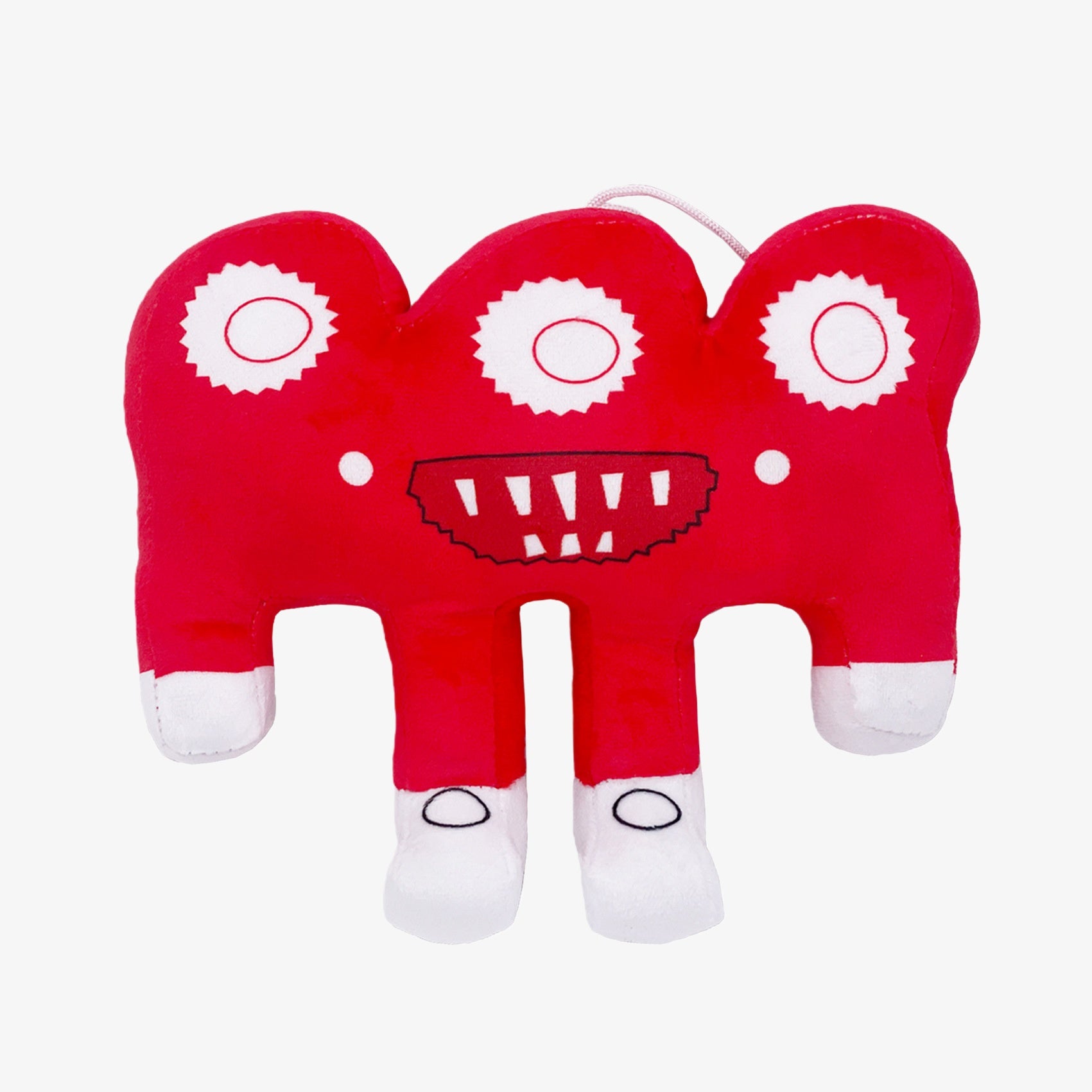 The Steal a Brainrot Inspired Three-Head Red Character Plush Toy is a 7-inch collectible with three faces, wide mouths, pointed teeth, and four legs—an abstract monster plush doll by Steal a Brainrot.
