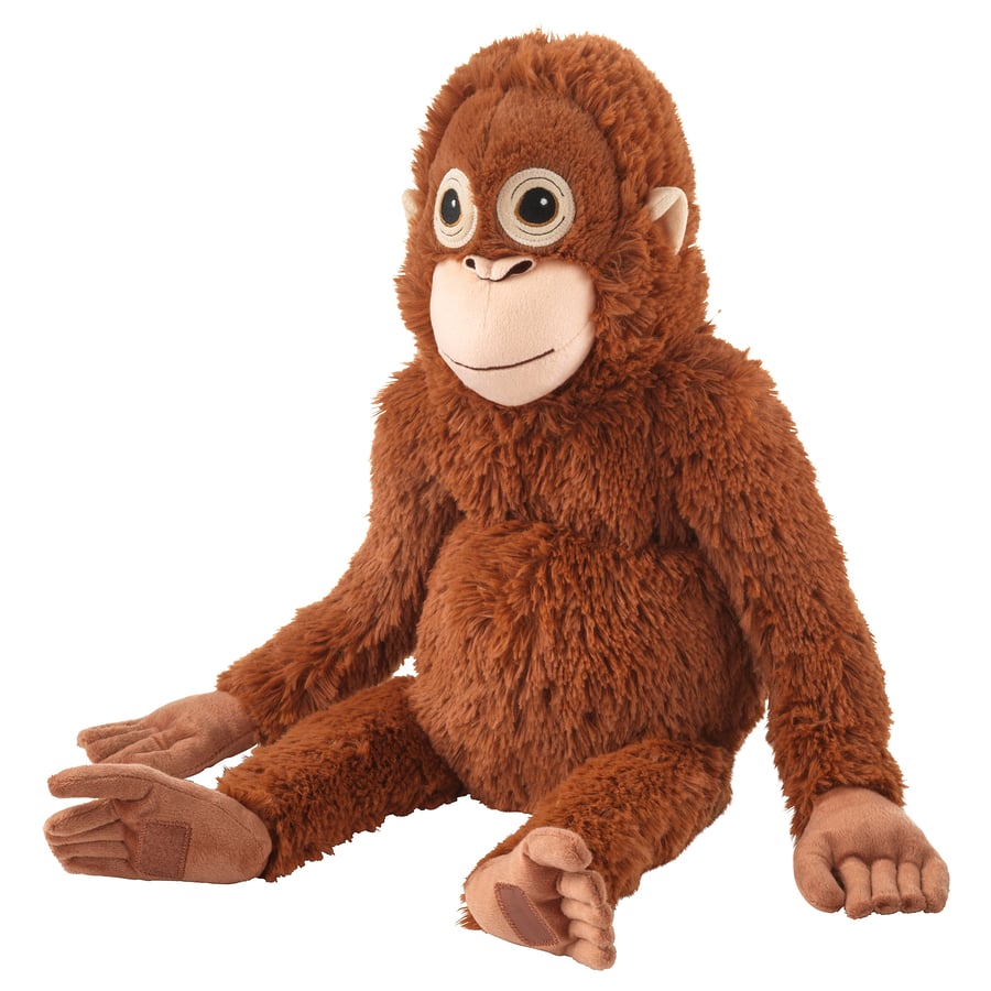 The ZoDoll Giant Punch Monkey Plush Toy is a viral Djungelskog orangutan stuffed animal with large round eyes and a beige face, hands, feet, and belly—an adorable plush that sits upright, perfect for any collection.