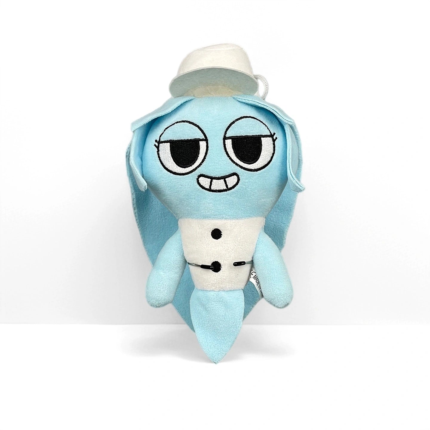 Dandy's World Plush Collection: light blue collectible plush, featuring a white hat, embroidered face, and white outfit with black buttons. Each Dandy's World soft stuffed toy is sold individually. Multiple characters available.