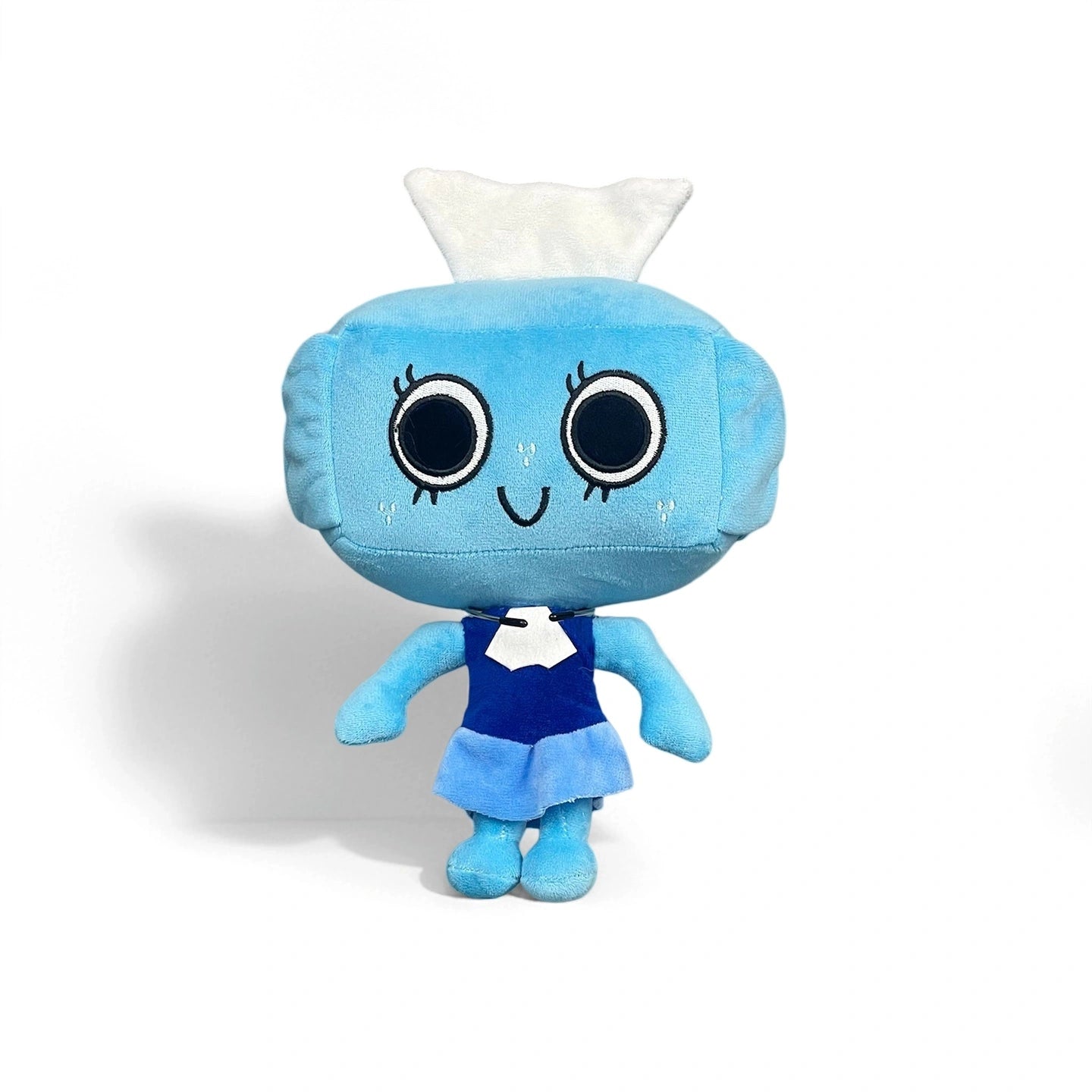 A blue plush with big round eyes, a white head marking, and a blue dress with white collar stands on white—a collectible from Dandy's World Plush Collection by Dandy's World. Multiple characters available; sold individually.