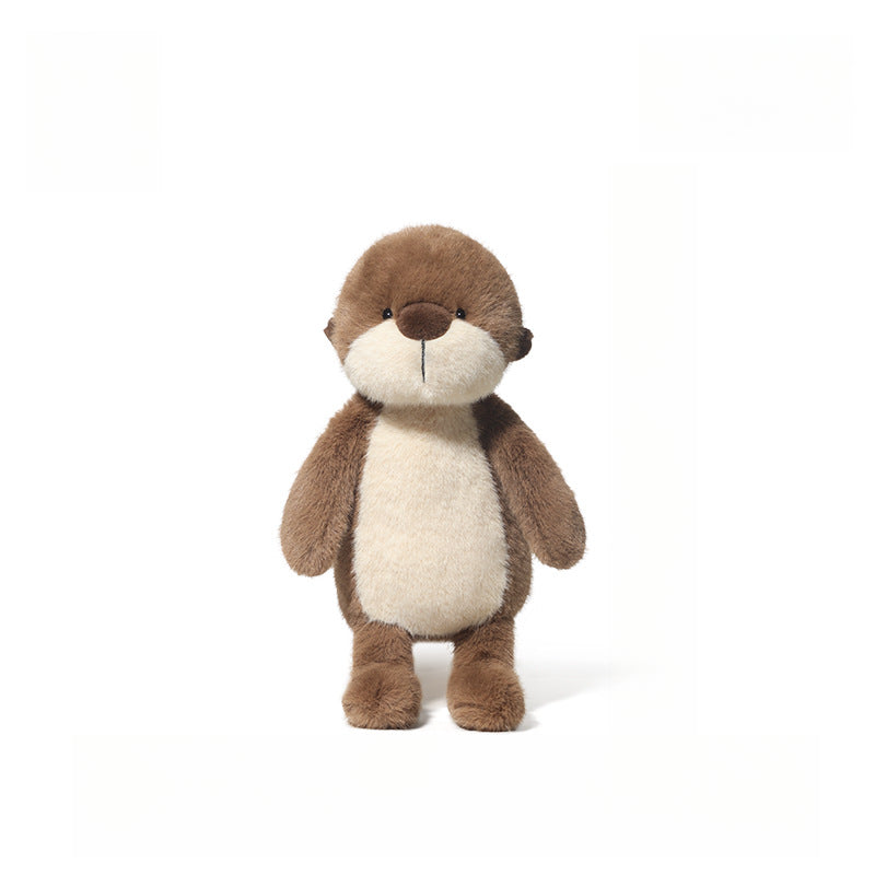 The JOOKI 36cm Otter Plush Toy, featuring soft brown and cream fur, stands upright against a plain white background—ideal as woodland nursery décor.