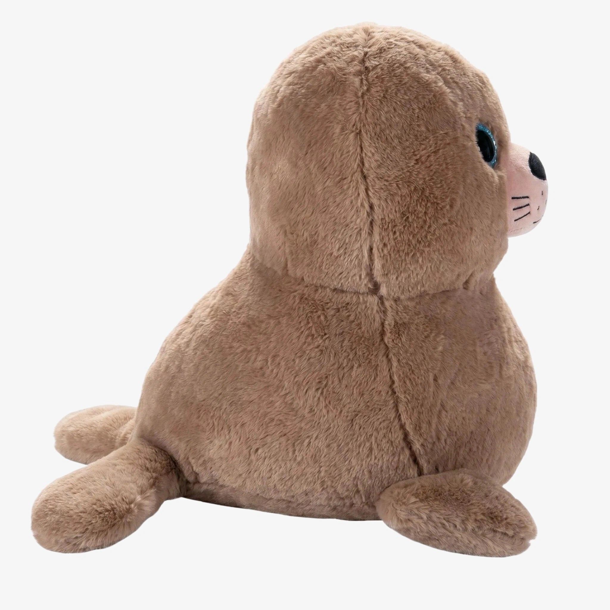 A soft, brown 15-inch Chonkers Sea Lion Plush by ZoDoll sits upright with visible flippers and a stitched face—an adorable Steller sea lion inspired by PIER 39 San Francisco, perfect as a unique city souvenir.