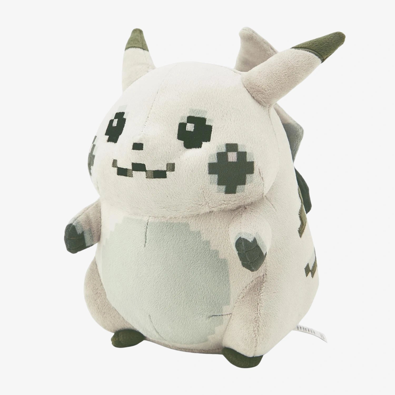 The ZoDoll Retro 8-Bit Pikachu of Beginnings Plush is a grayscale, pixelated Pikachu toy with dark details, celebrating Pokémon’s 30th Anniversary—a must-have for fans of classic chunky designs.