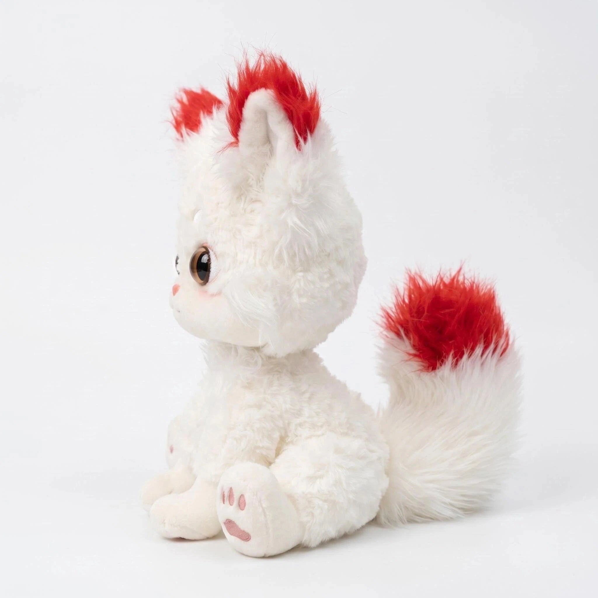 The ZoDoll White Fox Plush Toy is a cute arctic fox stuffed animal with big ears and a fluffy tail—perfect for kawaii plush lovers and white fox plush collections.