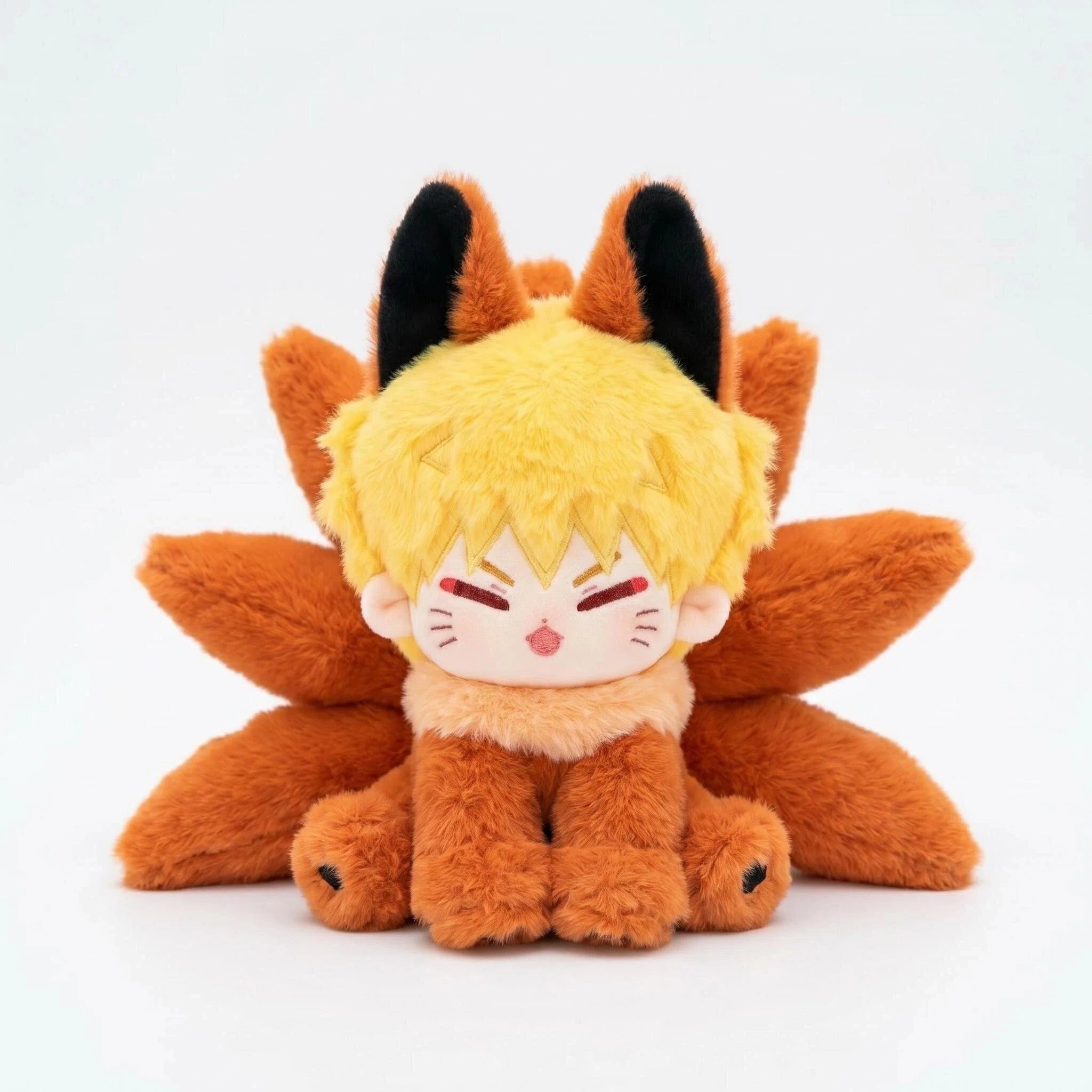 The ZoDoll Nine Tailed Fox Plush is a cute anime plush toy featuring nine orange tails, blond hair, and fox ears—a perfect character-inspired design for fans.