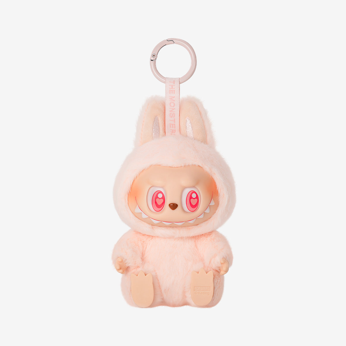 The POP MART Labubu Have a Seat Series is a complete 6-piece plush keychain set featuring adorable dolls with bunny ears and fuzzy pink outfits, perfect for collectors. No duplicates included.